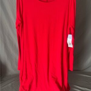 Red Long Sleeve Swing Dress